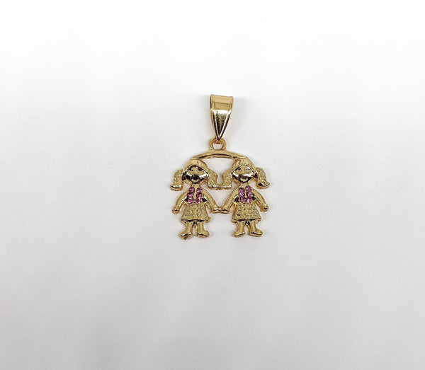 Plated Two Girls Pendant