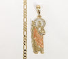 Plated Tri-Gold Saint Jude Pendant and Figaro Chain Set
