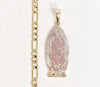 Plated Tri-Gold Virgin Mary 4mm Figaro Chain Necklace