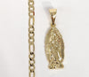 Plated Mini Dainty Virgin Mary Pendant and Figaro Chain Set