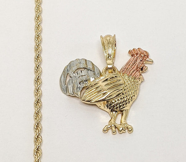 Plated Tri-Color Rooster Rope/Braided 2mm Chain Necklace