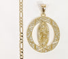 Plated Virgin Mary 4mm Figaro Chain Necklace