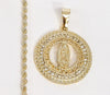 Plated Virgin Mary 3mm Rope/Braided Chain Necklace