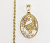 Plated Tri-Gold Butterfly 3mm Rope/Braided Chain Necklace
