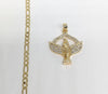 Plated Virgin Mary Pendant and Figaro Chain Set