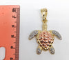Plated Tri-Color Turtle Pendant