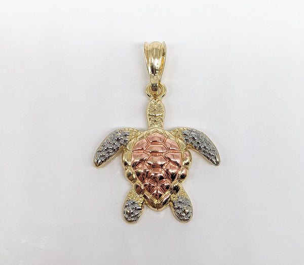 Plated Tri-Color Turtle Pendant