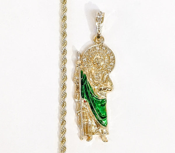Plated Multicolor Saint Jude 3mm Rope/Braided Chain Necklace