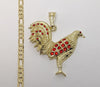Plated Rooster 4mm 14K Diamond Cut Figaro Chain Necklace