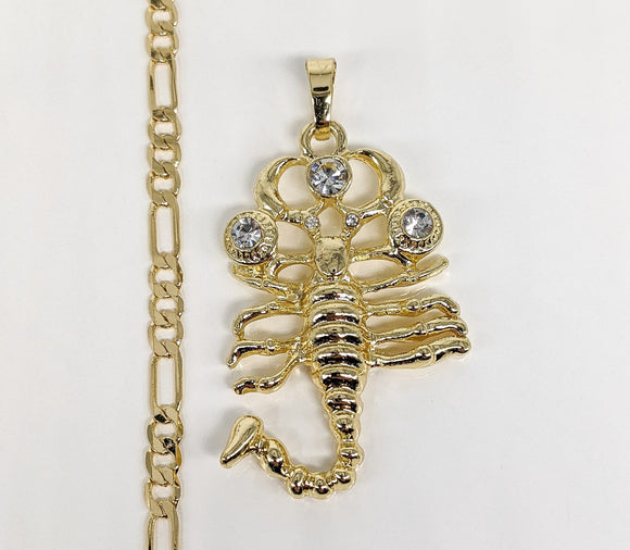 Plated Scorpion Pendant and Chain Set