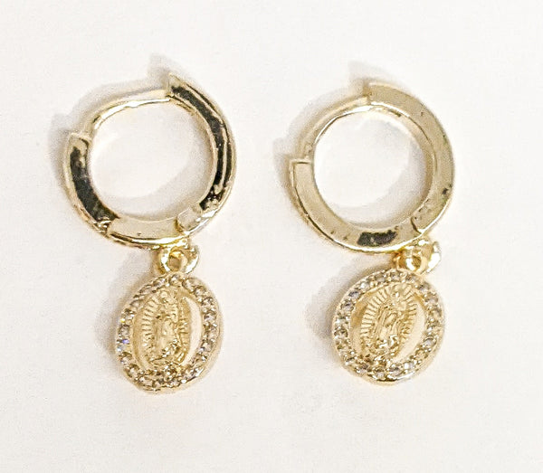 Plated Virgin Mary Earring