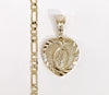 Plated Virgin Mary 4mm Figaro Chain Necklace