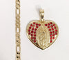 Plated Virgin Mary Pendant and Figaro Chain Set