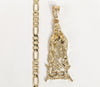 Plated Virgin Mary 5mm Figaro Chain Necklace