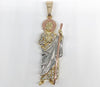 Plated Tri-Color Rose Halo Saint Jude Pendant