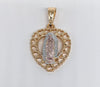 Plated Tri-Color Heart with Virgin Mary Pendant