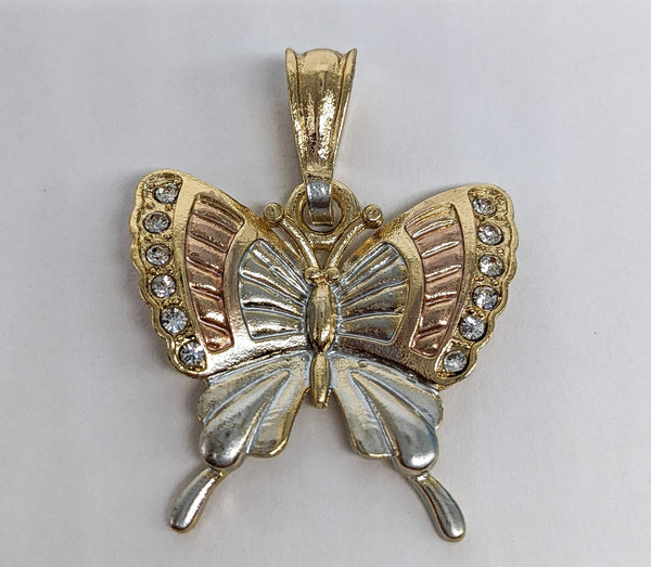 Plated Tri-Gold Butterfly Pendant