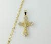 Gold Plated Small Cross Jesus Crucifix Pendant on a 3mm Star Chain Necklace.