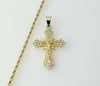 Gold plated small cross pendant on a 2mm braided chain necklace.