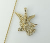 Gold plated Archangel Saint Michael necklace with rope and braided chain.