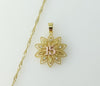 Dainty multicolor 14K gold plated twist chain necklace with intricate quince design.
