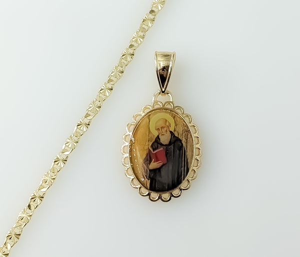 Protection Plated Saint Benedict 14K 3mm-4mm Star Chain Necklace