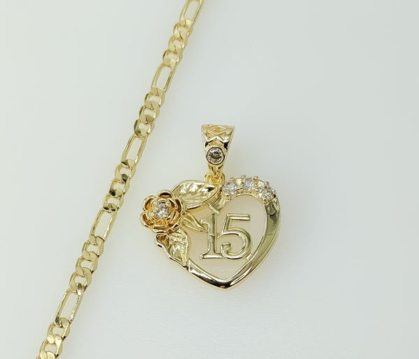 A delicate gold plated 3mm figaro chain necklace with a small heart pendant.

A small gold plated figaro chain necklace