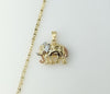 Gold-plated mariner anchor chain necklace with tri-color elephant detail
Gold-plated flat mariner anchor chain necklace