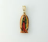 Plated Multicolor Virgin Mary Medal Pendant With Optional 14K 3mm-4mm Rope/Braided Chain Necklace