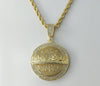 A 5mm braided chain necklace in gold plated rope style with a pendant.