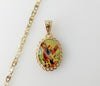 Gold plated anchor chain necklace with a Saint Michael pendant.

Gold plated flat mariner anchor chain necklace with a S