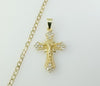 Gold plated 14K Jesus Crucifix pendant on Cuban chain necklace.

Gold plated 14K cross pendant on 3mm Cuban chain neckla