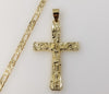 14K Plated 4mm Diamond Cut Figaro Nugget Design Cross Crucifix Christian Gift