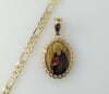 Saint Benedict Plated 14K 4mm Diamond Cut Figaro Chain Catholic Necklace