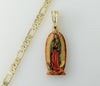 Multicolor Virgin Mary Medal Plated 14K 4mm Diamond Cut Figaro Chain Necklace