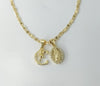 Letter "C" Dainty Virgin Mary Double Pendant 3mm Flat Mariner Chain Necklace