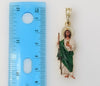 St Jude Patron Saint of Miracles Small Green Plated 5mm Figaro Chain Necklace