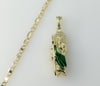 Plated Dainty Multicolor Saint Jude Pendant With Optional 14K 3mm Flat Mariner Anchor Chain Necklace