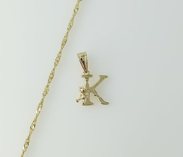 Plated Dainty Letter "K" 14K Twist Chain Necklace