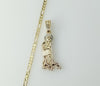 Gold plated figaro chain necklace in a tri-color Saint Lazarus style design.
Gold plated Saint Lazarus tri-color figaro