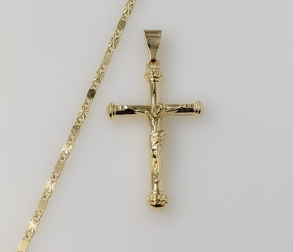 Crucifix Jesus Cross Plated 2mm Star Solid Chain Everyday Wear Necklace