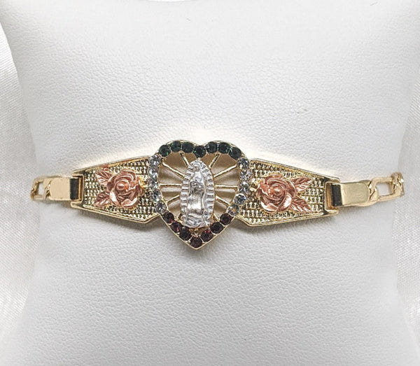 Plated Tri-Color Virgin Mary Bracelet