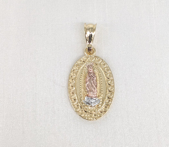 Gold Plated Tri-Color Virgin Mary Pendant