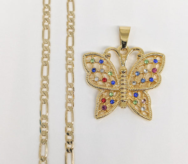 Gold Plated Butterfly Pendant and Chain Set