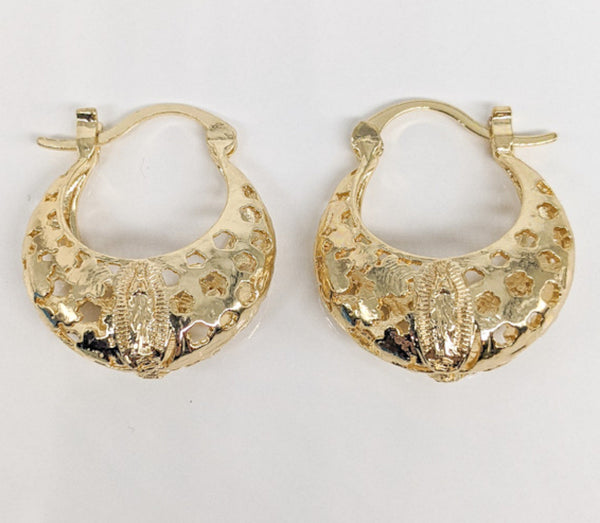 Plated Virgin Mary Basket Earring