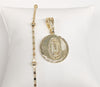 Plated Virgin Mary Pendant and Pearl Chain Set