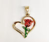 Plated Heart with Rose Pendant