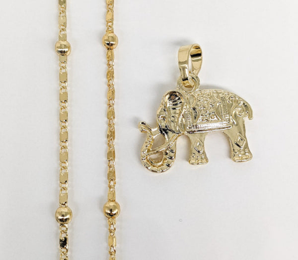 Gold Plated Elephant Pendant and Chain Set