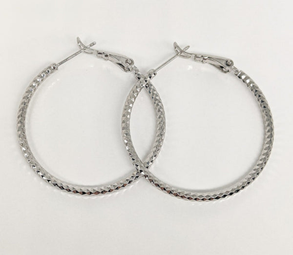 Rhodium Plated Hoop Earring