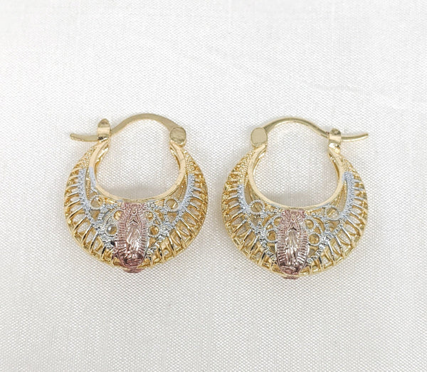 Plated Virgin Mary Basket Earring